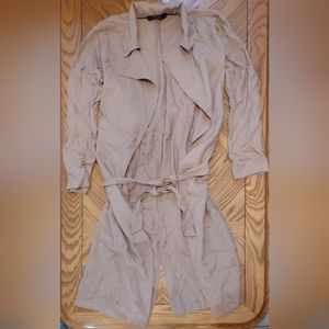 Forever 21 contemporary longline tan tied over coat